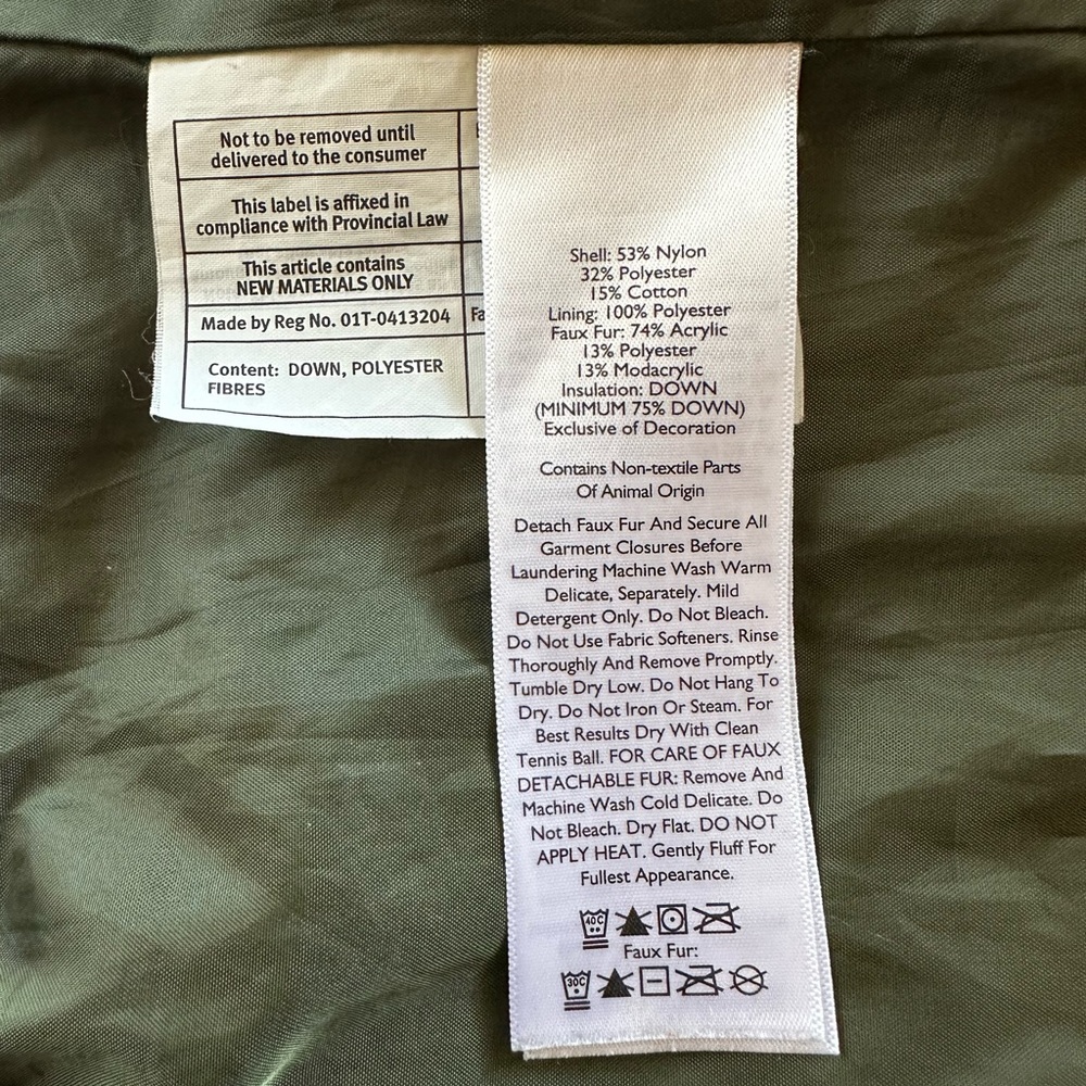 Eddie Bauer winter knee length down jacket, size small, green - Picture 4 of 7